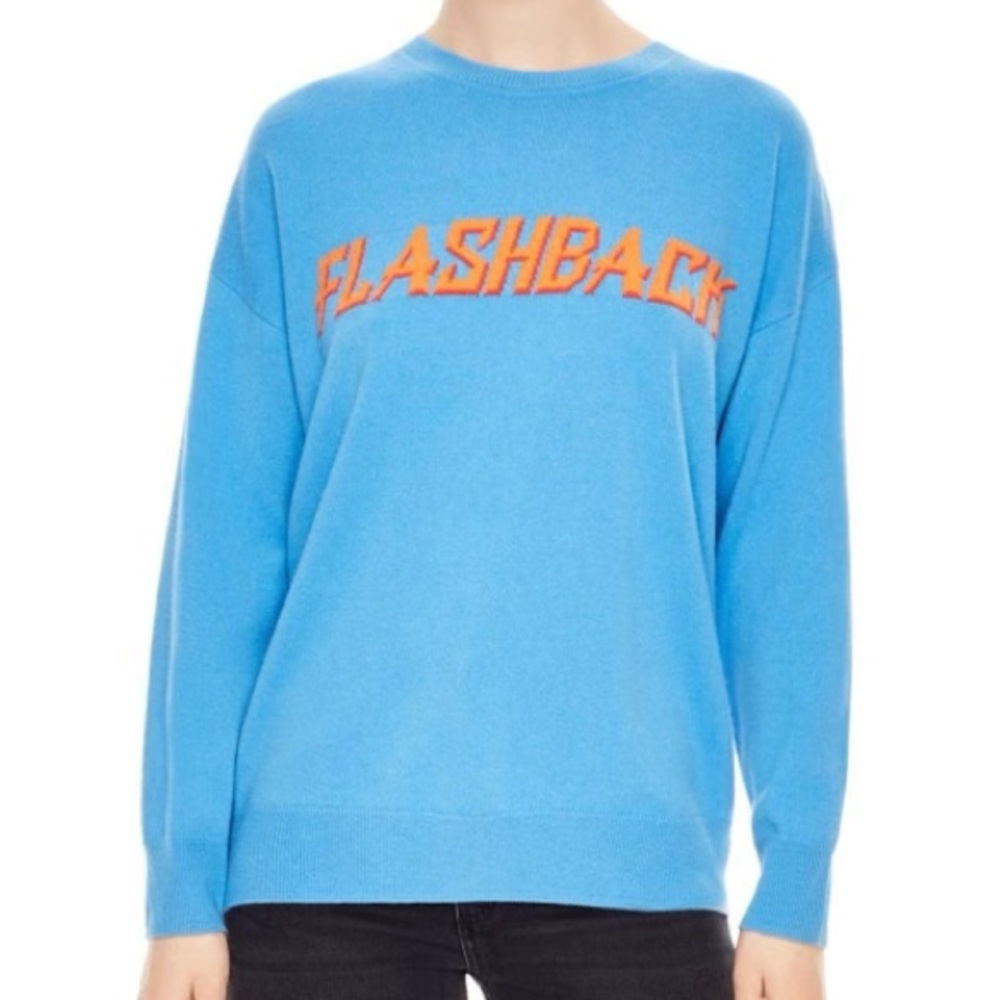 SANDRO Women's Blue Childhood Flashback Wool & Cashmere Graphic Sweater SIZE 1